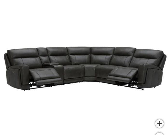 Lauretta 6-piece Leather Power Reclining Sectional with Power Headrests