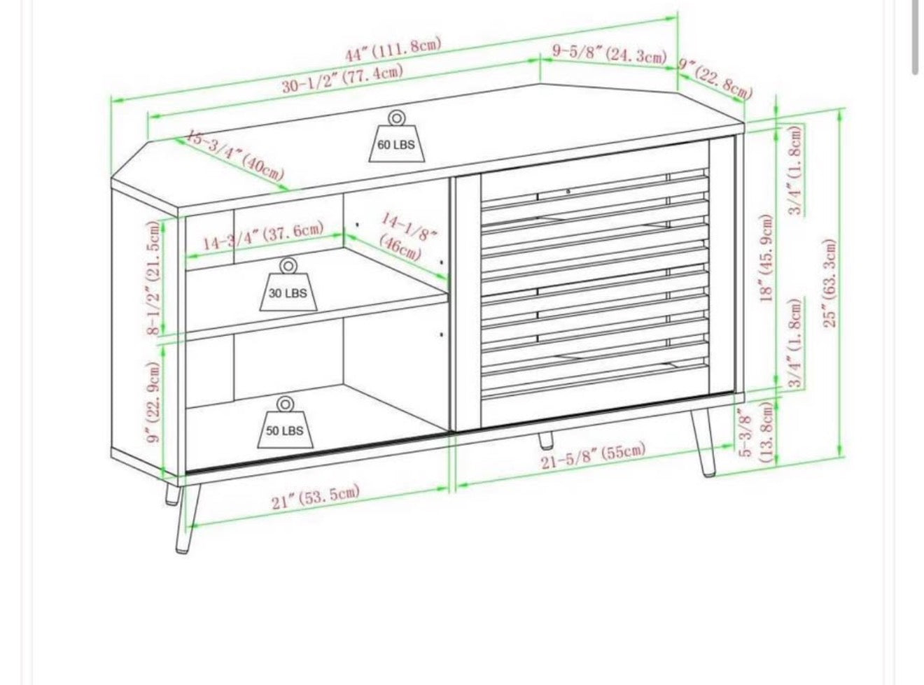 Sliding Slat Door Corner TV
Stand