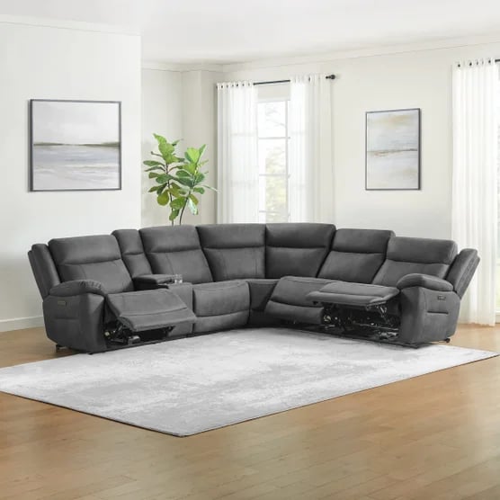 6-piece Fabric Power Reclining Sectional