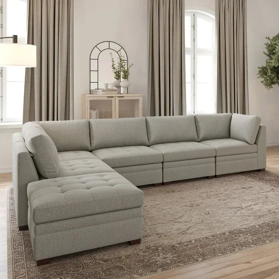 6-piece Boucle with Storage Ottoman