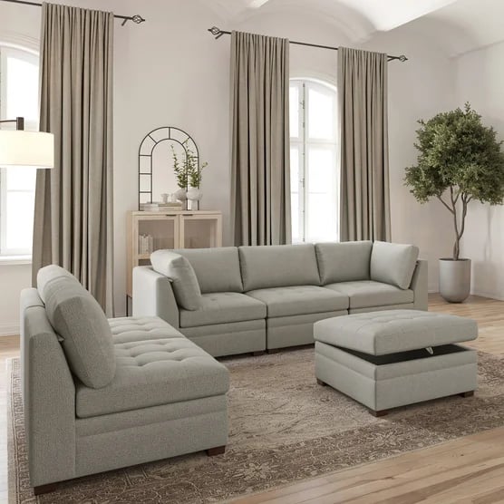 6-piece Boucle with Storage Ottoman