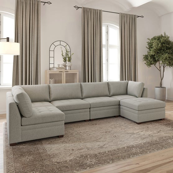 6-piece Boucle with Storage Ottoman