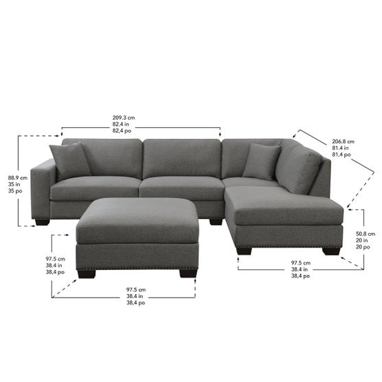 Thomasville Artesia Fabric Sectional with Ottoman