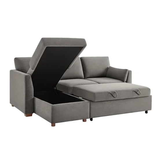 Fabric Sleeper Sofa with Reversible Chaise and Storage, Gray