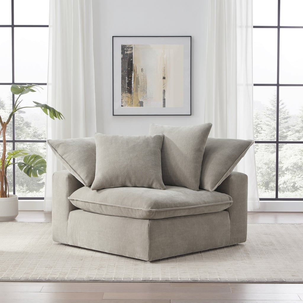 Sereen Fabric Corner Chair with 2 Pillows, Taupe