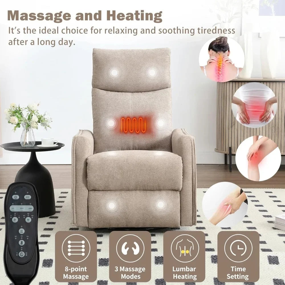 Swivel Rocker Recliner Chair with Heated Massage