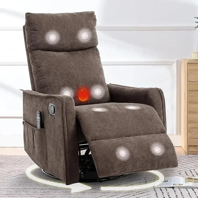Swivel Rocker Recliner Chair with Heated Massage