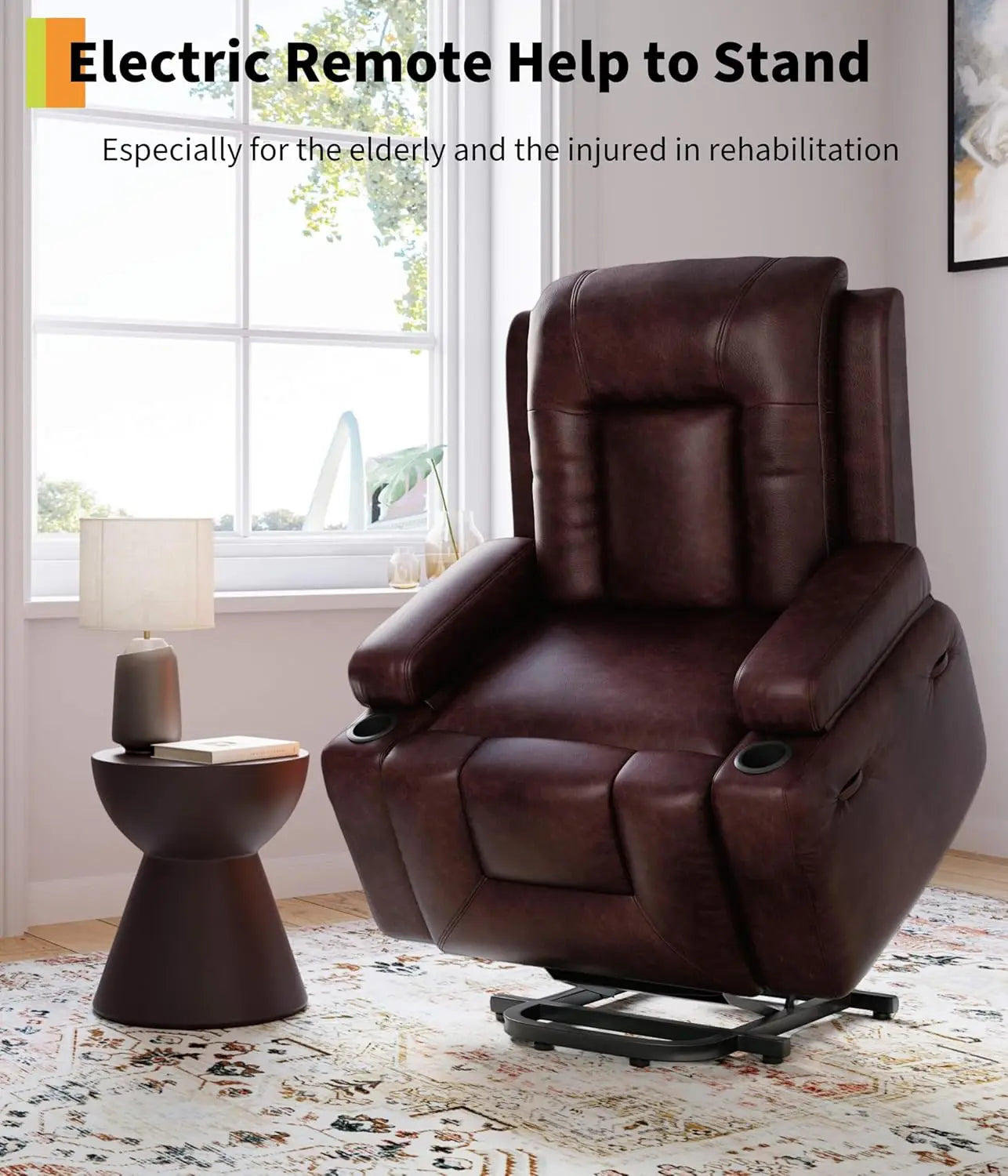Power Lift Recliner Chair Heat and Massage, PU Leather