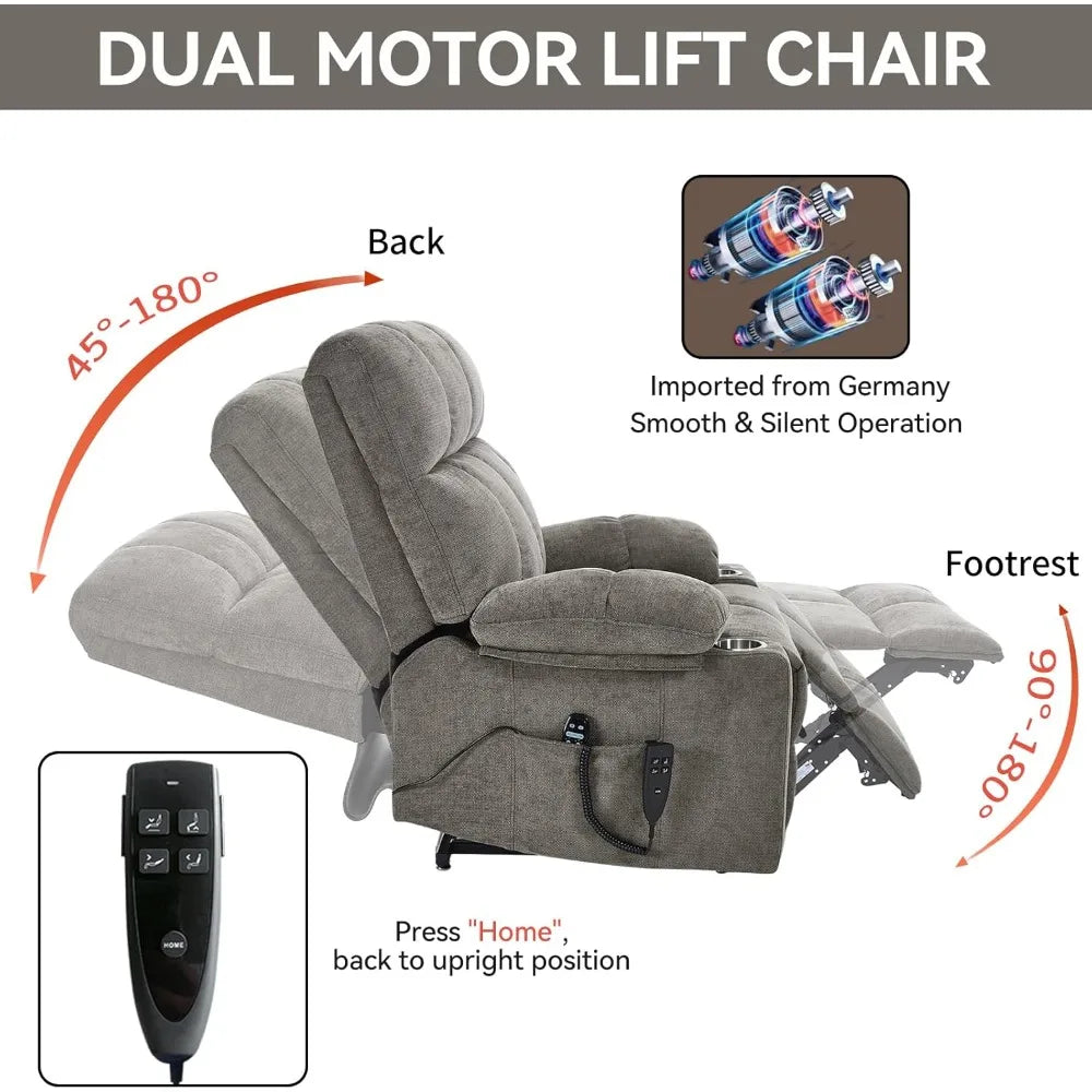 Extra Large Dual Motor Power Lift Recliner