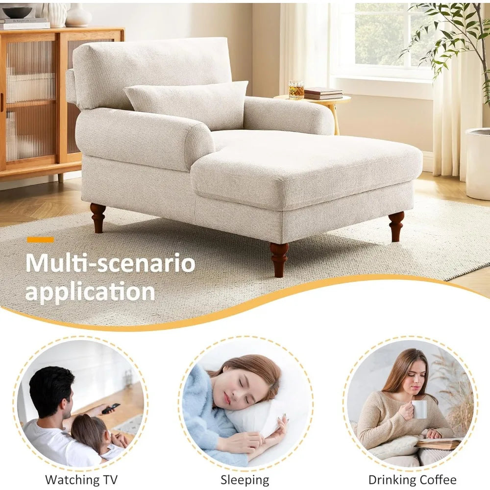 Modern Chaise Lounge Chair with Adjustable Backrest