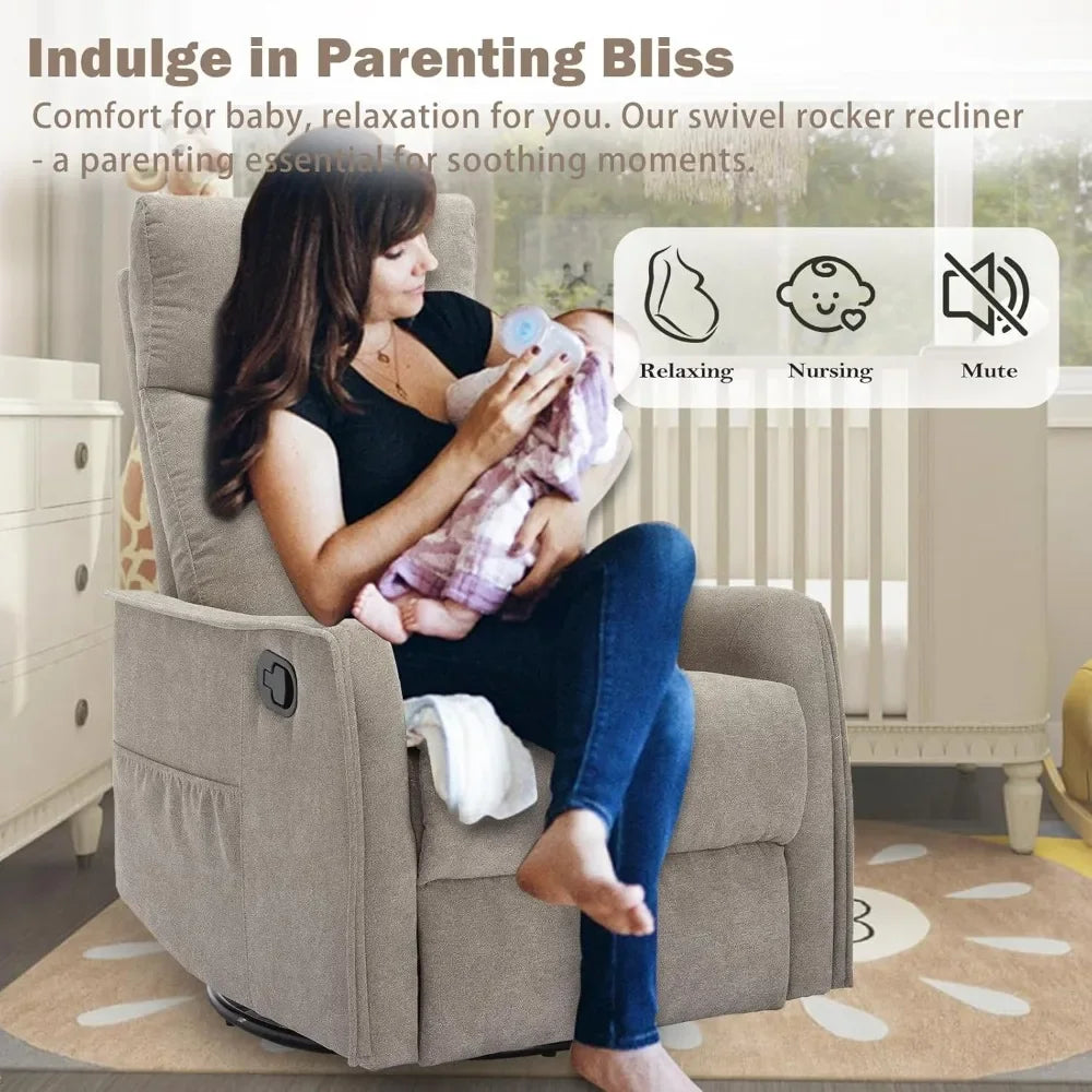 Swivel Rocker Recliner Chair with Heated Massage