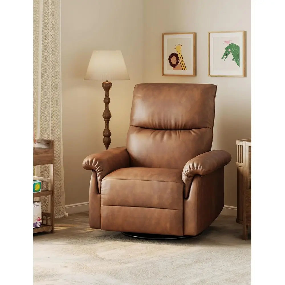 Orange Modern PU Leather Recliner Chair with 360°