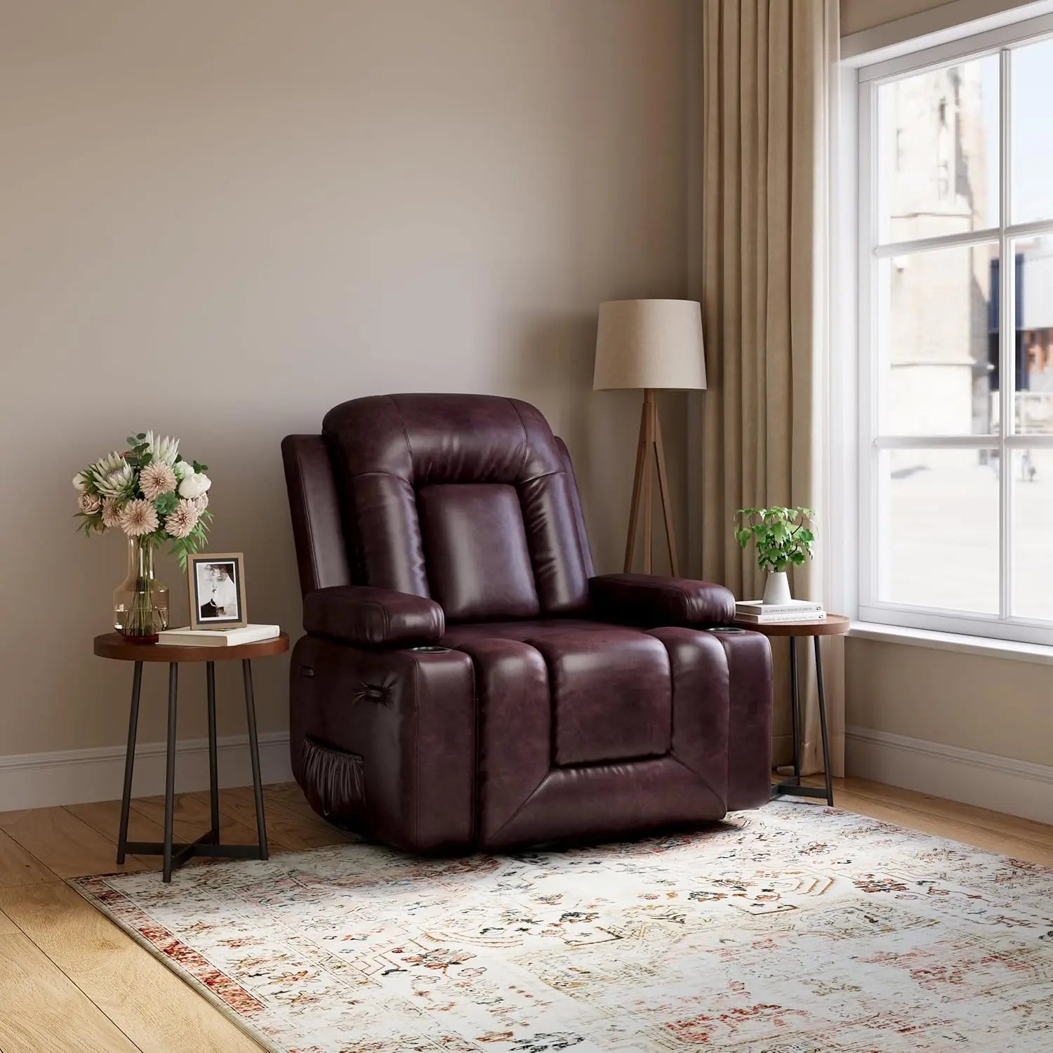 Power Lift Recliner Chair Heat and Massage, PU Leather