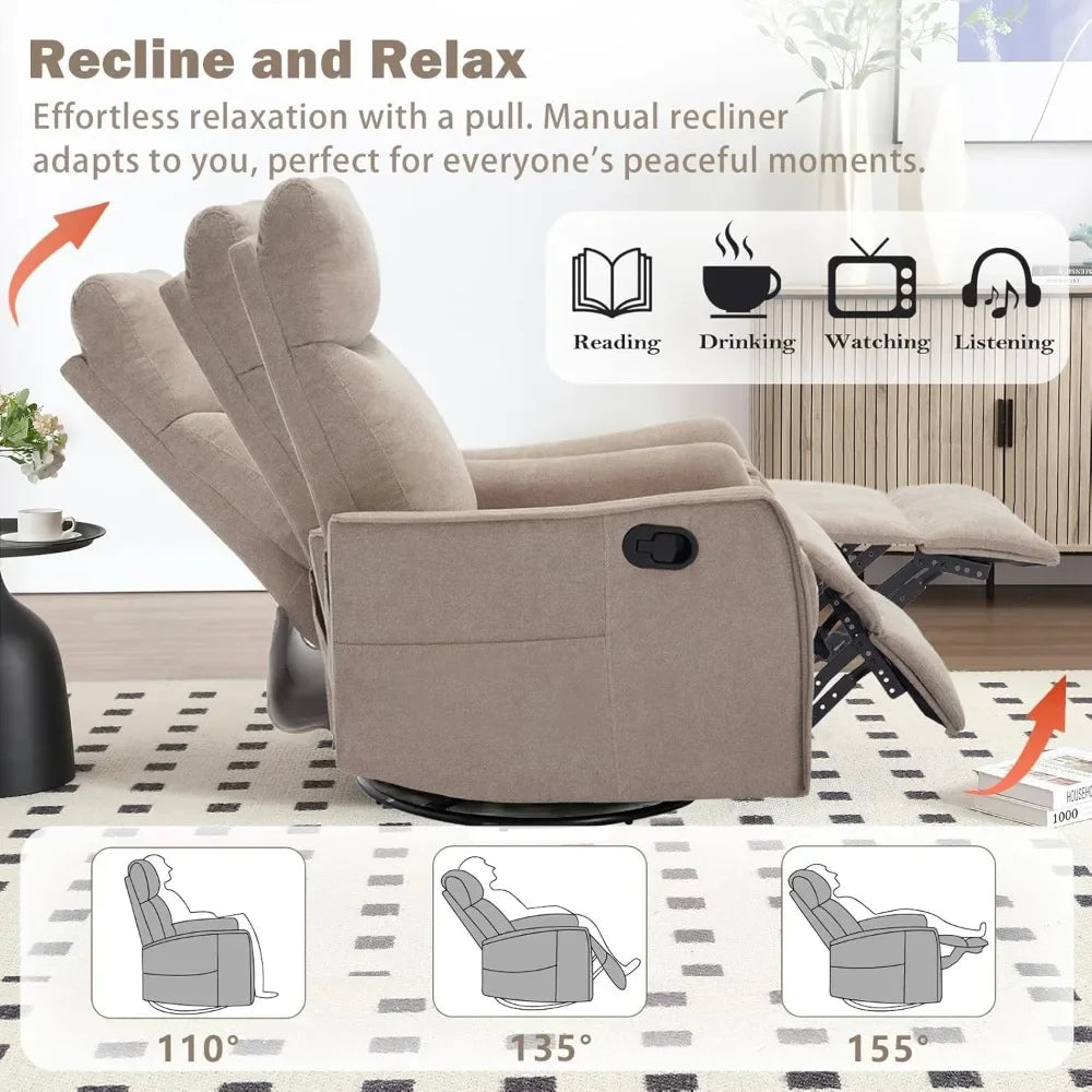Swivel Rocker Recliner Chair with Heated Massage