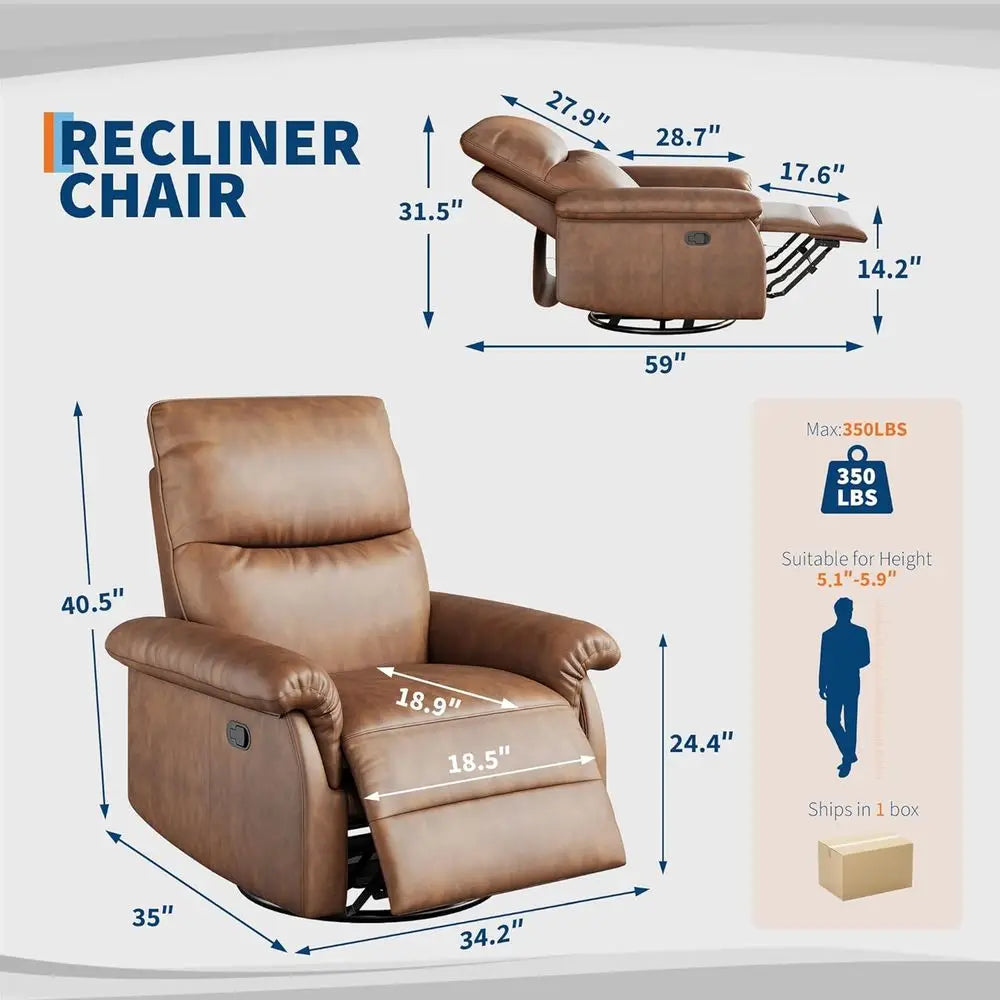 Orange Modern PU Leather Recliner Chair with 360°