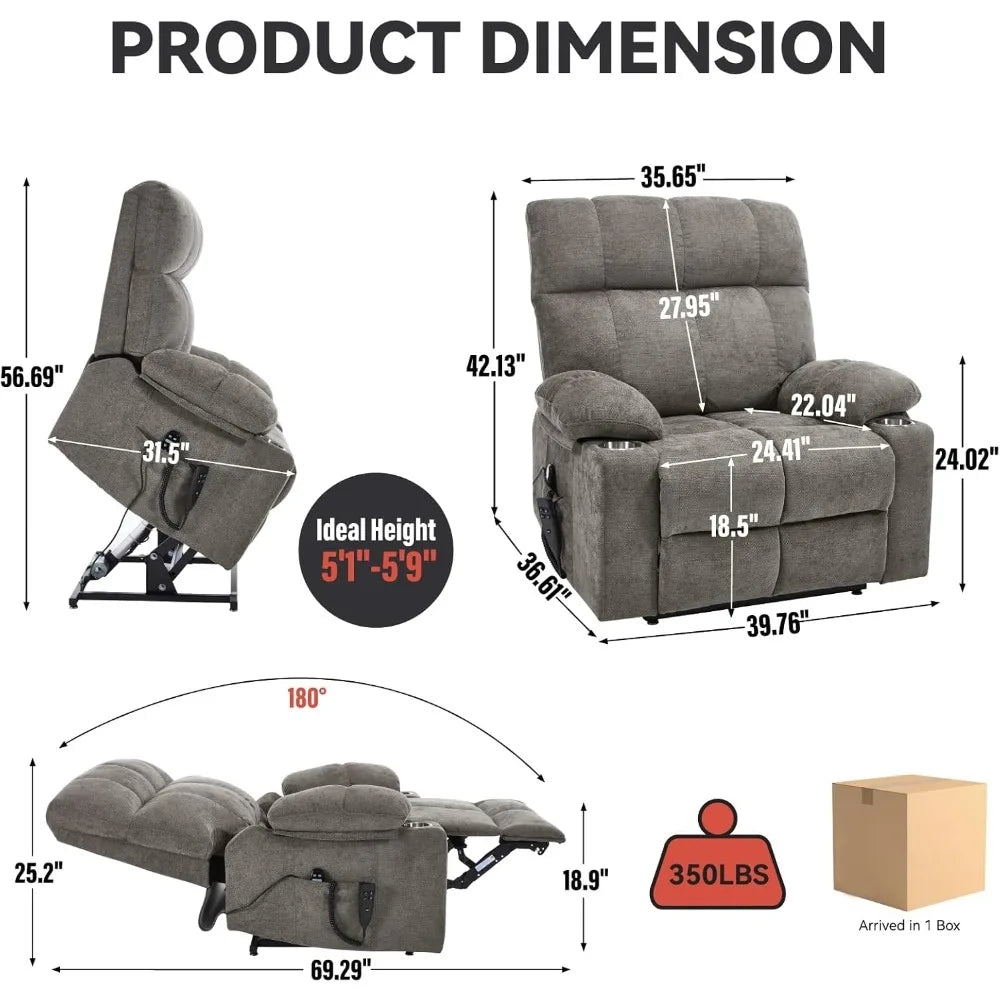 Extra Large Dual Motor Power Lift Recliner