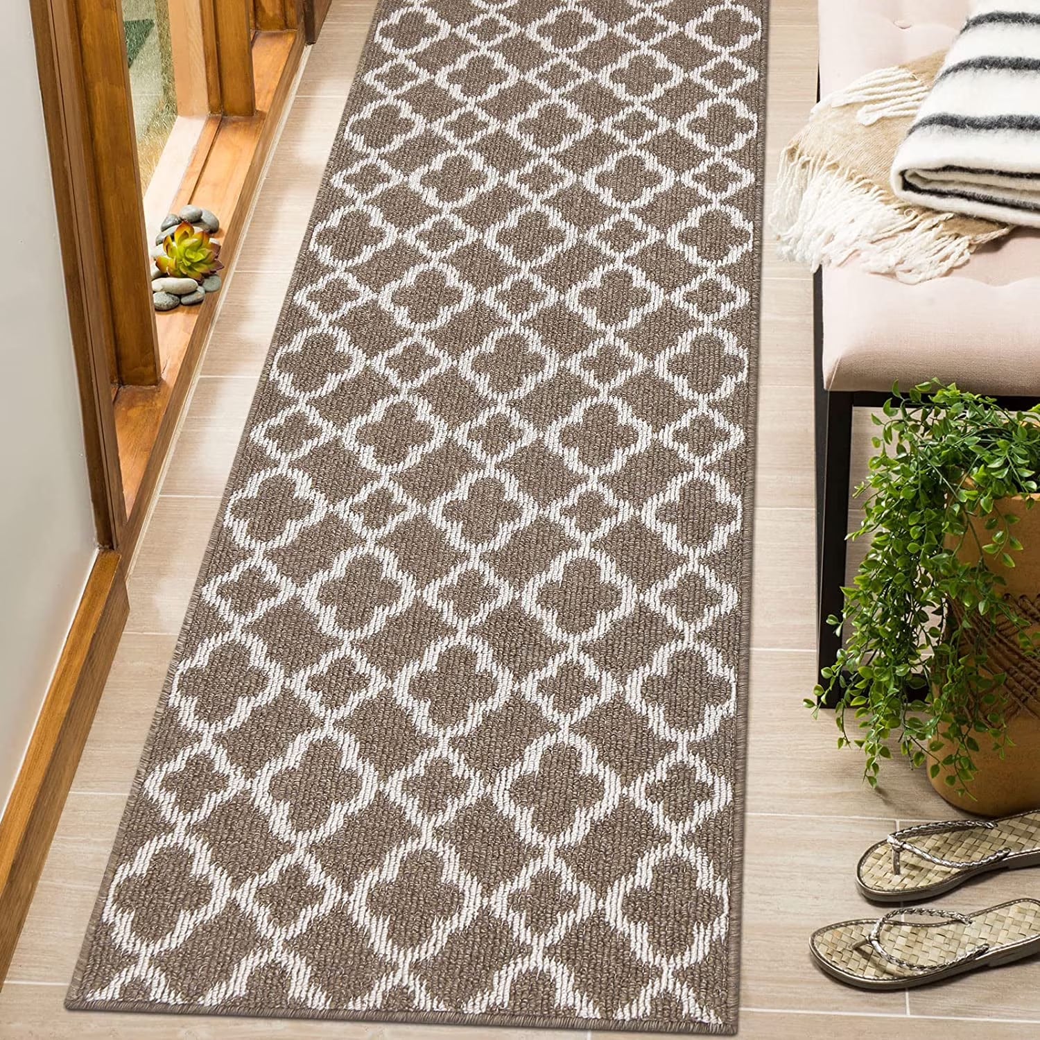 Ottomanson Hallway Runner Rug, Non-Slip 20" x 59" – Gray