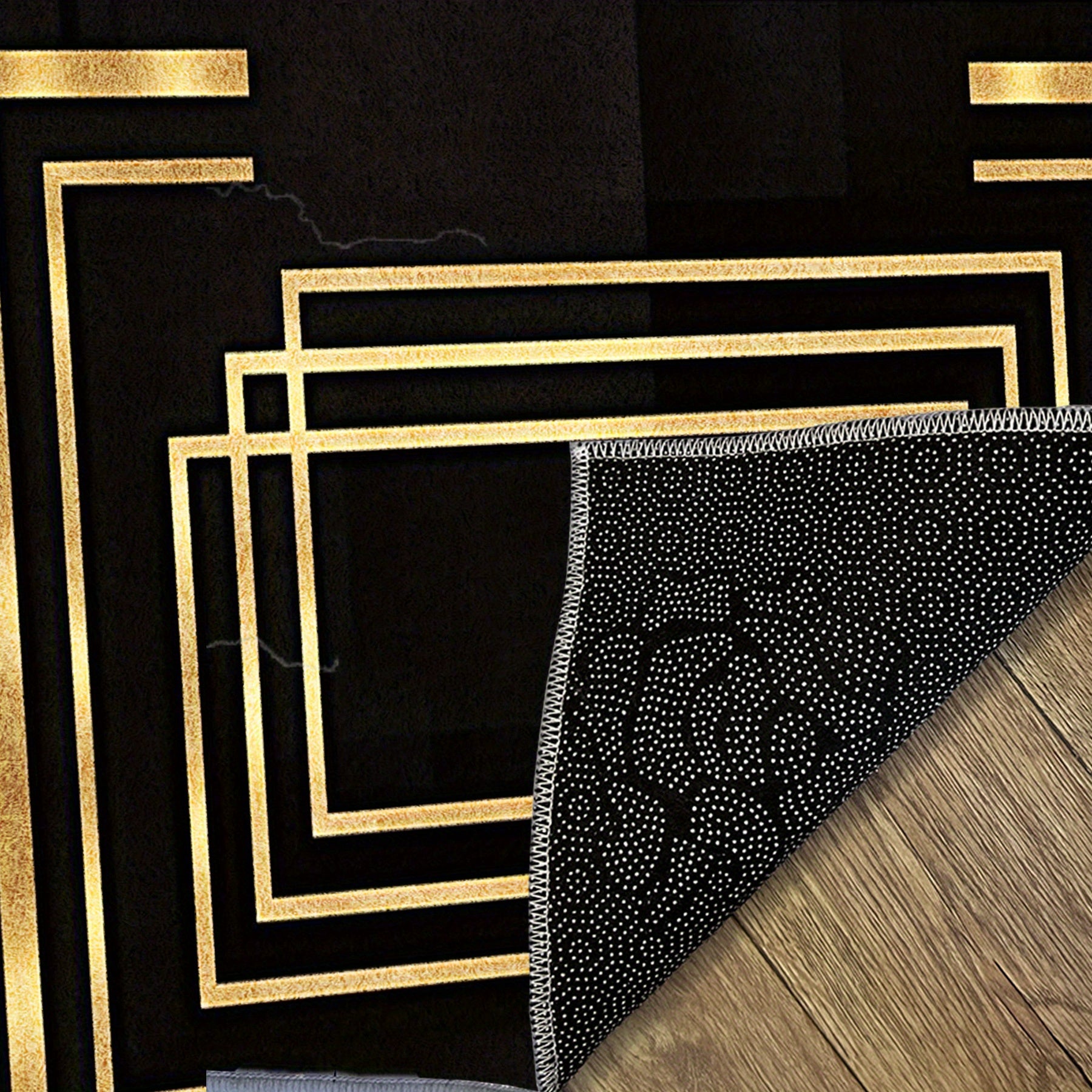 Luxurious Black Velvet Area Mat