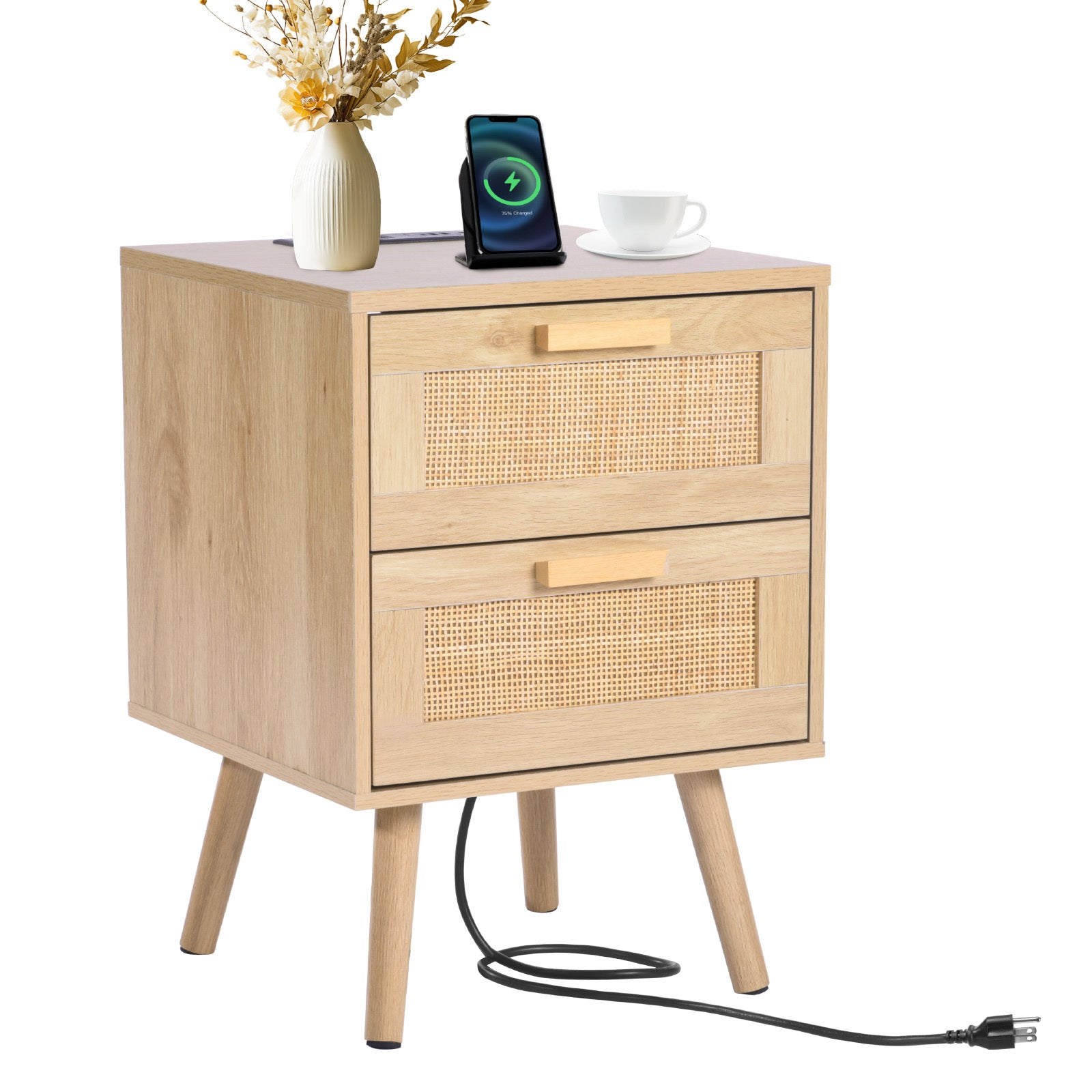 Vevor Rattan Nightstand End Table