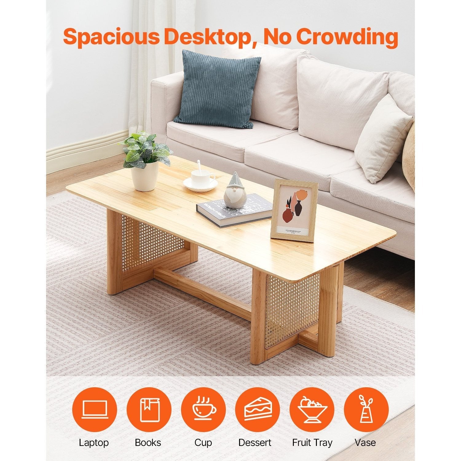 VEVOR Rattan Coffee Table