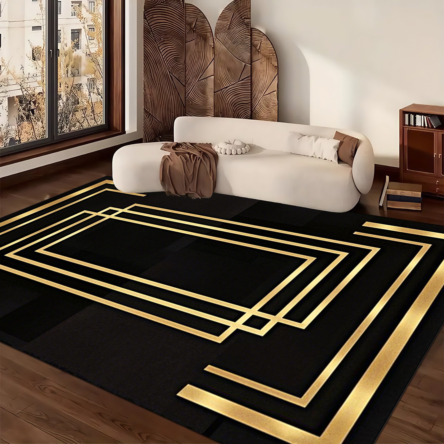 Luxurious Black Velvet Area Mat