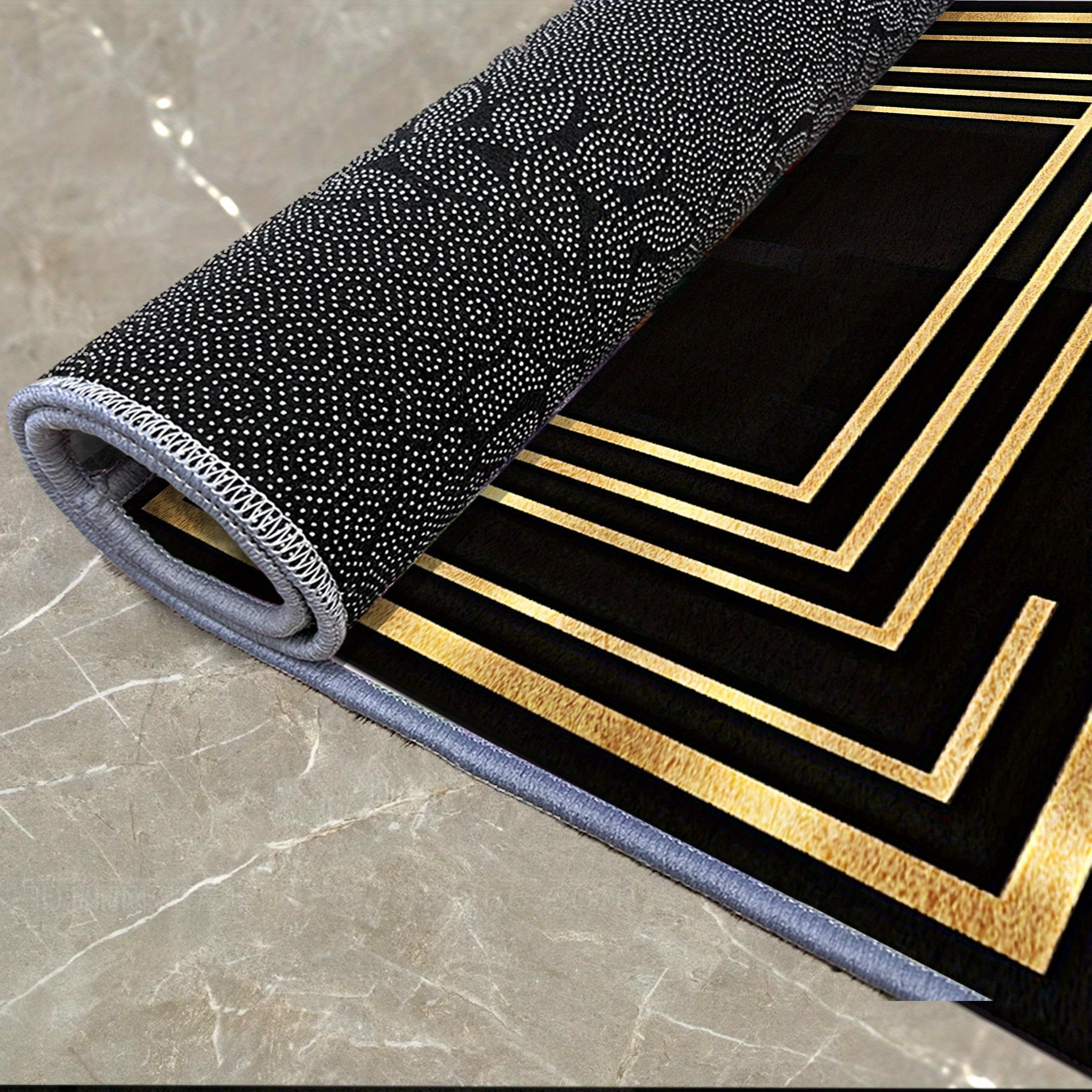 Luxurious Black Velvet Area Mat