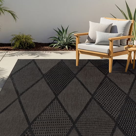 Laguna Indoor/Outdoor Area Rug, Morris Charcoal Pewter, 8'8” x 13'