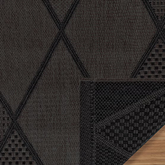 Laguna Indoor/Outdoor Area Rug, Morris Charcoal Pewter, 8'8” x 13'